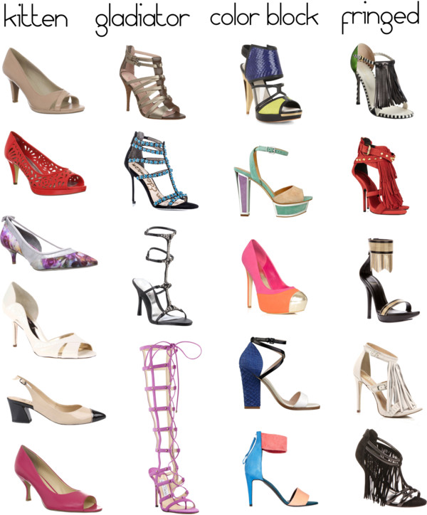 types of heels on shoes